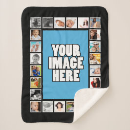Cobertor Sherpa Colagem de fotos DIY personalizada