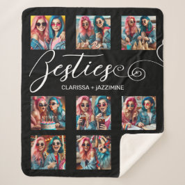 Cobertor Sherpa /Colagem de Fotos Moderna Black White Bestie 9