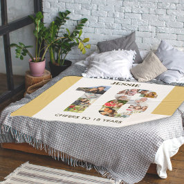 Cobertor Sherpa Colagem de Fotos no Número 18 Neutro 18º Aniversár