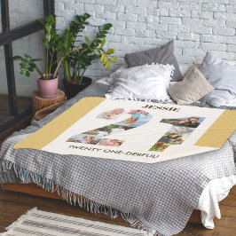 Cobertor Sherpa Colagem de fotos no número 21 aniversário de 21 an