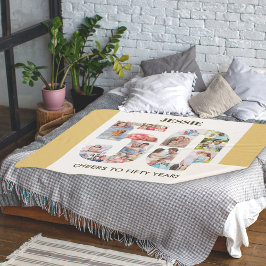 Cobertor Sherpa Colagem de Fotos Número 50 Neutro 50º Aniversário