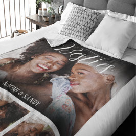 Cobertor Sherpa Colagem de Fotos Personalizada Besties