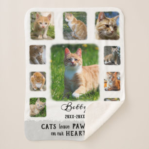 Cobertor Sherpa Colagem de Fotos Personalizada Cat Bordas Desbotad