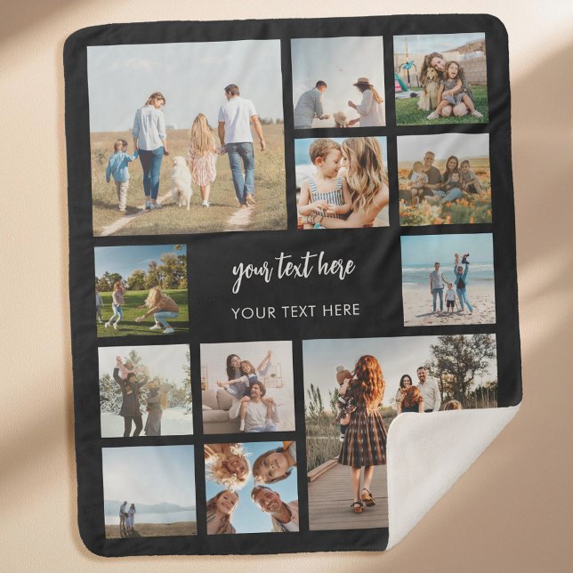 Cobertor Sherpa Colagem de Fotos Personalizada Moderna (Criador carregado)