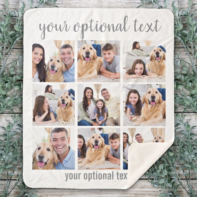 Cobertor Sherpa Colagem de Fotos Personalizada Moderna 9 (Criador carregado)