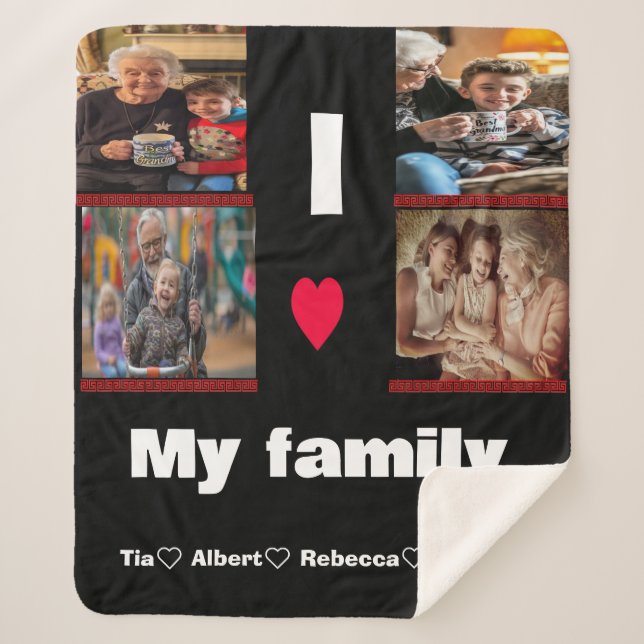 Cobertor Sherpa Colagem de Fotos Personalizada Moderna Sherpa Blan (Frente)