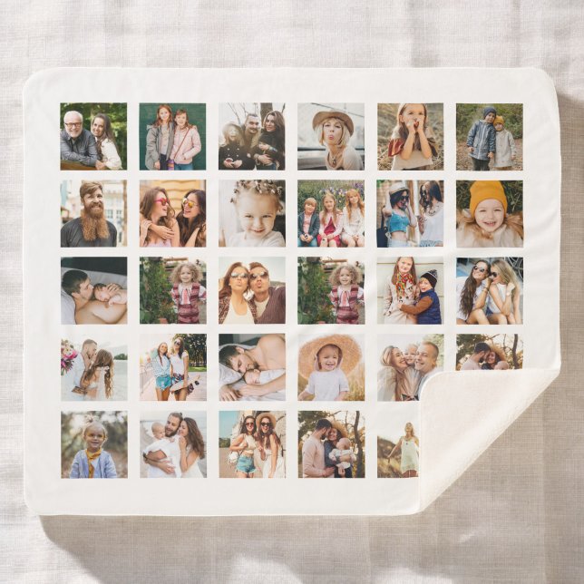 Cobertor Sherpa Colagem de Fotos Preta Simples 30 Imagem Personali (Criador carregado)