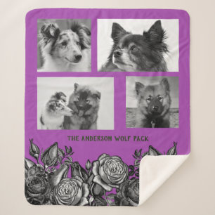 Cobertor Sherpa Colagem de Fotos Puras Brilhantes de Rosas Negras 