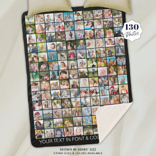 Cobertor Sherpa Colagem de Fotos Simples 130 Quadrados Personaliza