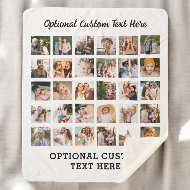 Cobertor Sherpa Colagem de Fotos Simples 30 Imagem Personalizada (Criador carregado)
