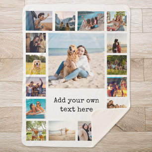 Cobertor Sherpa Colagem de Fotos Simples Moderna 17