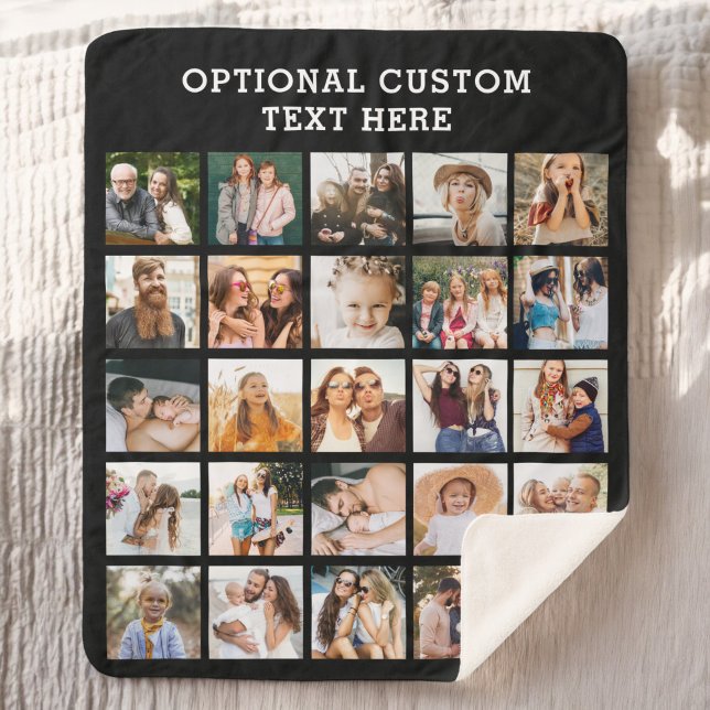 Cobertor Sherpa Colagem de Fotos Simples Preta 25 Imagem Personali (Criador carregado)