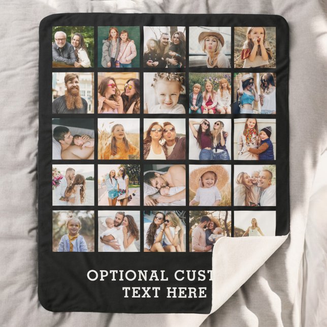 Cobertor Sherpa Colagem de Fotos Simples Preta 25 Imagem Personali (Criador carregado)