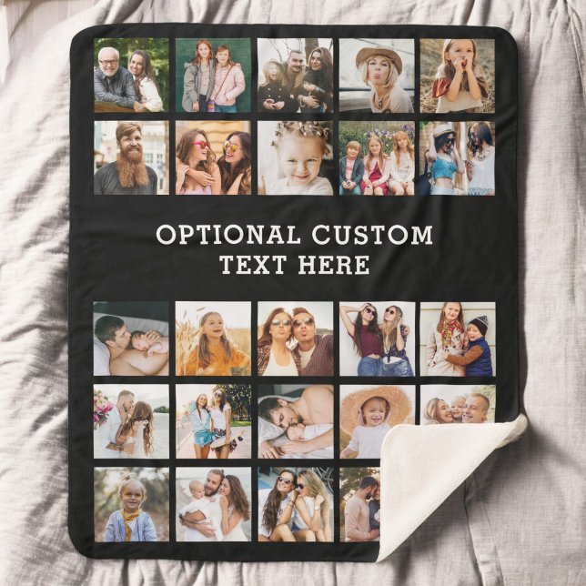 Cobertor Sherpa Colagem de Fotos Simples Preta 25 Imagem Personali (Criador carregado)