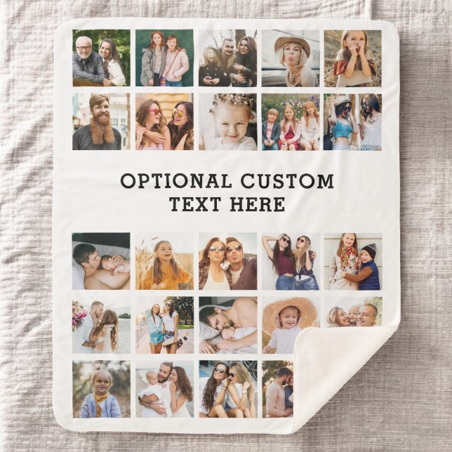 Cobertor Sherpa Colagem de Fotos Simples Preta 25 Imagem Personali (Criador carregado)