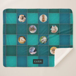 Cobertor Sherpa Colagem de Imagem Pet Photo 8 e seu nome no Quilt