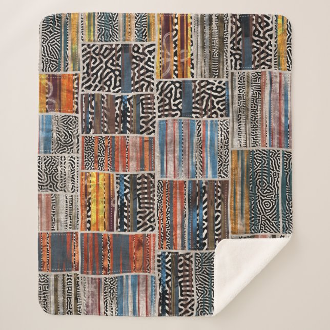 Cobertor Sherpa Colagem de patch: Extravaganza de padrão quilo (Frente)