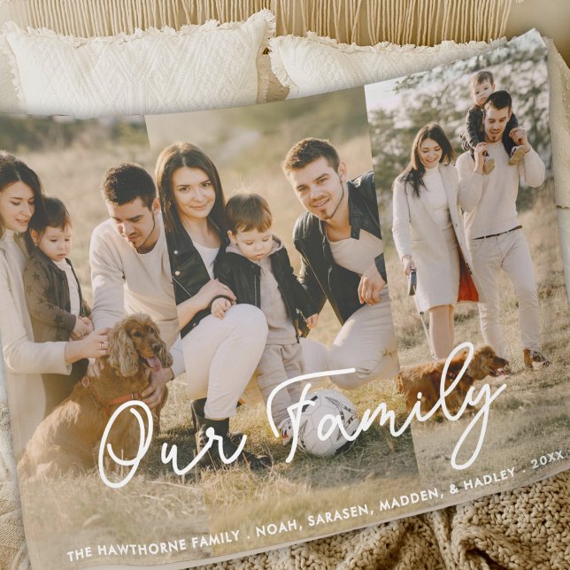 Cobertor Sherpa Colagem de Script da Família Elegante de Fotos Mod (Criador carregado)