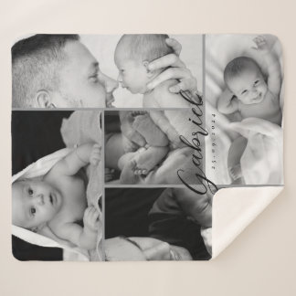 Cobertor Sherpa Colagem em Aberto de Foto para Bebês Personalizada