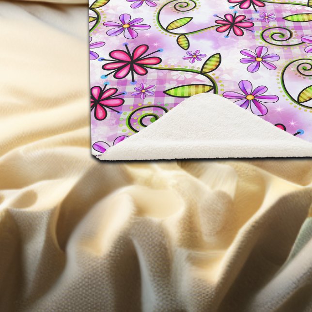 Cobertor Sherpa Colagem Floral do Arco-Íris Holográfico (Criador carregado)