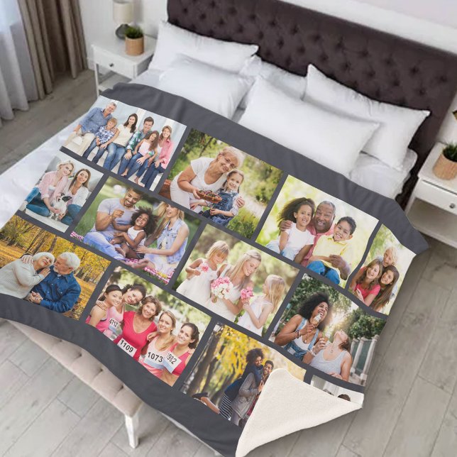 Cobertor Sherpa Colagem Fotográfica do Masonry Grid 12 Cinza Sherp (Criador carregado)