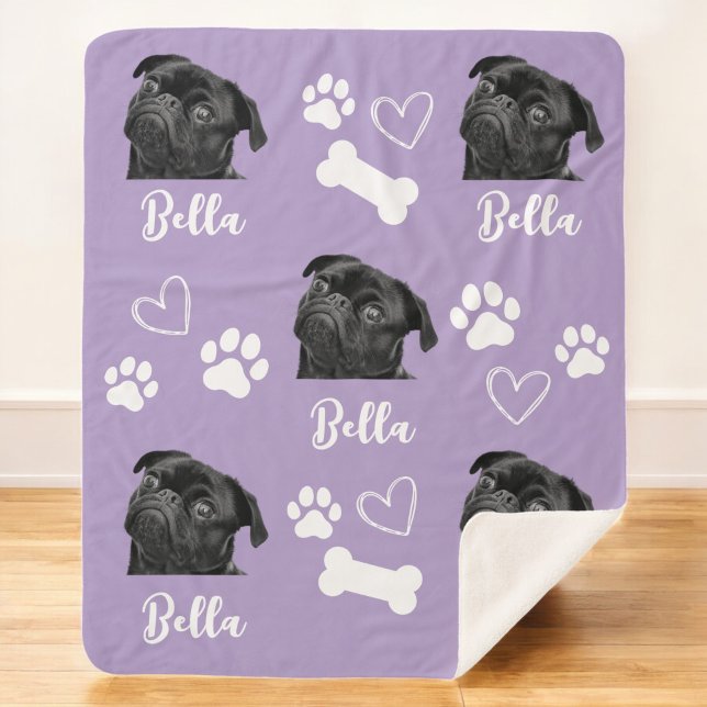 Cobertor Sherpa Colagem Fotográfica Pet 5 Personalizada do Cão (Criador carregado)