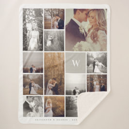 Cobertor Sherpa Colagem minimalista da foto do monograma moderno