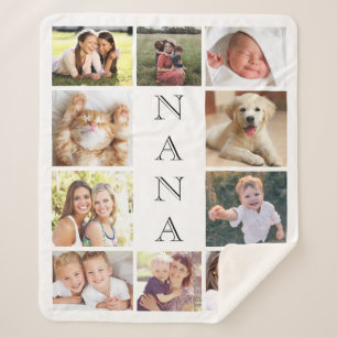 Cobertor Sherpa Colagem multifoto da Nana personalizada