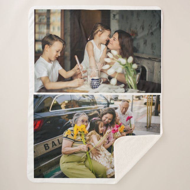 Cobertor Sherpa Colagem Personalizada de 2 Fotos Personalizada (Frente)