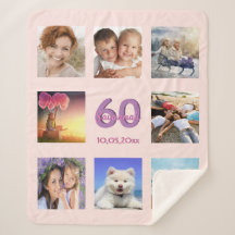 Colagem personalizada de fotos de 60 anos, rosa, c