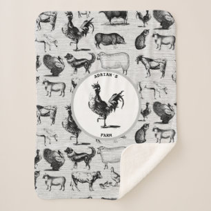 Cobertor Sherpa Colagem Russa de Animais da Exploração Agrícola Vi