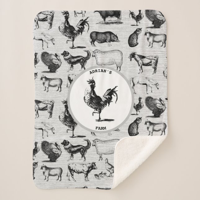 Cobertor Sherpa Colagem Russa de Animais da Exploração Agrícola Vi (Frente)