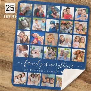 Cobertor Sherpa Colagem Simples de 25 Fotos com Citação de Nome de