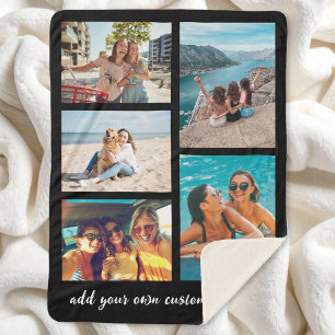 Cobertor Sherpa Colagem Simples de 5 Fotos