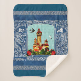 Cobertor Sherpa Colagem Vintage Retro com rendas e flores