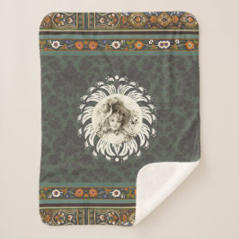 Cobertor Sherpa Colagem Vintage Retro com rendas e flores