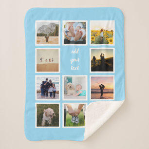 Cobertor Sherpa Colar Personalizado de Família com 11 Fotos