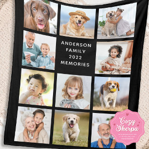 Cobertor Sherpa Colar Personalizado de Família com 11 Fotos Modern
