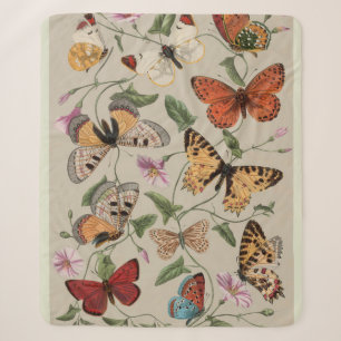 Cobertor Sherpa Coleção de Desenhos de Mariposa Borboleta Natureza