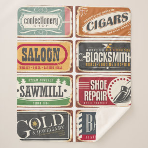 Cobertor Sherpa Coleção de posters de compro Vintage. Estante retr