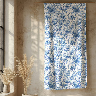 Cobertor Sherpa Coleção Residencial Floral de Rosas Toile Azul Ele