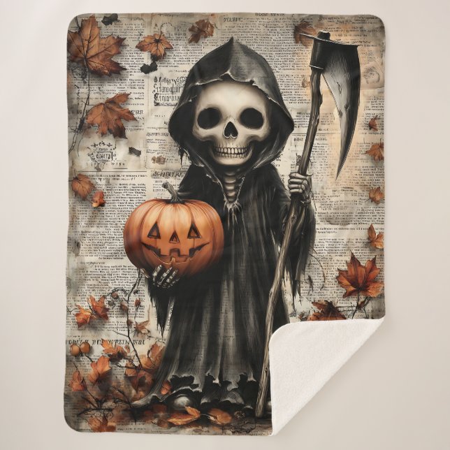 Cobertor Sherpa Colheita de Ceifar: O Relógio do Guardião de Lante (Frente)