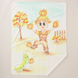 Cobertor Sherpa colheita de feliz, garotinho de gengibre