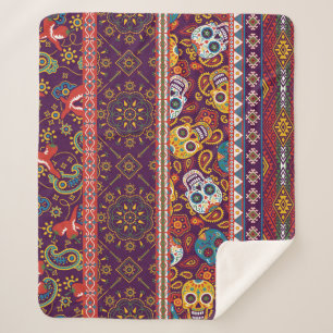 Cobertor Sherpa Colheita mexicana: design tradicional de colheita.