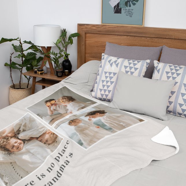 Cobertor Sherpa Collage Photo & Quote Melhor Presente Para A Avó (Criador carregado)