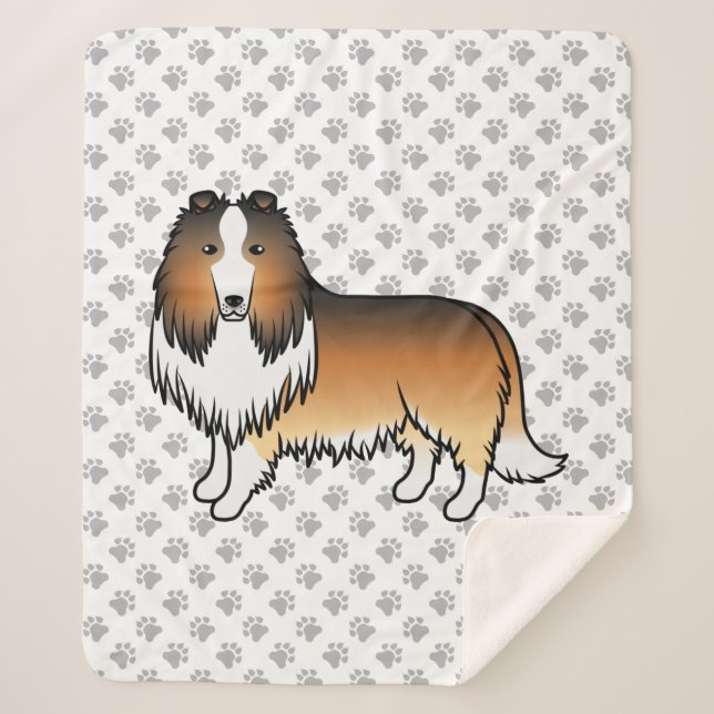 Cobertor Sherpa Collie Áspero Sable Cachorro de Desenho Animado Fo (Frente)