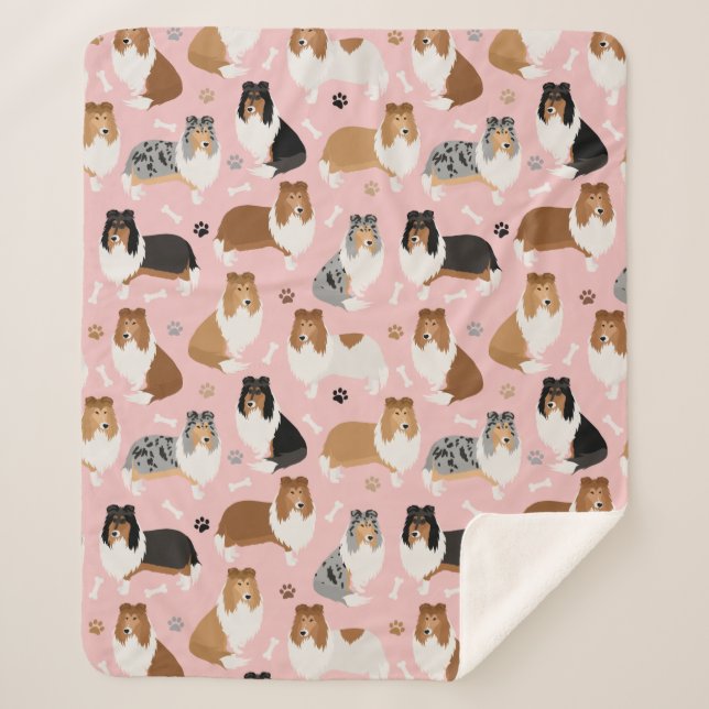 Cobertor Sherpa Collie Paws e Bones Sherpa Blanket (Frente)