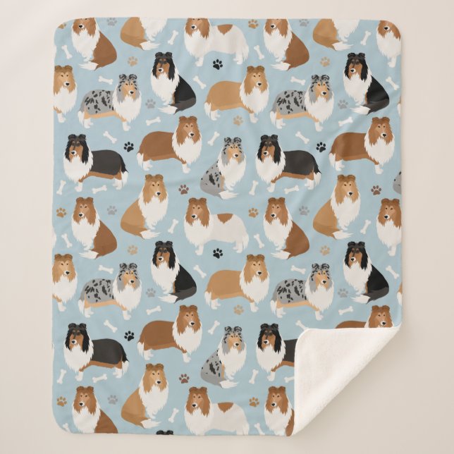 Cobertor Sherpa Collie Paws e Ossos (Frente)