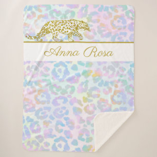 Cobertor Sherpa *~* Colo Dourado Corante Coletor Leopardo Pastel