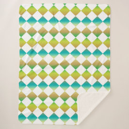 Cobertor Sherpa Colorful Checker Diamond Pattern